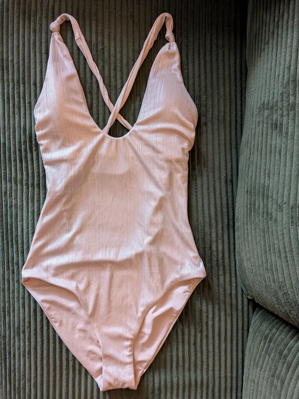 Gold One-Piece Swimsuit with Crisscross Back
